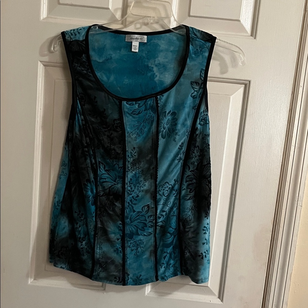 Floral Blue & Black whimsigoth style tank